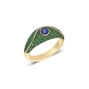 Acu Mini Pave Pinky Ring with Tsavorites and Blue Sapphire