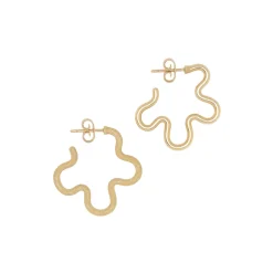 Asymmetrical Flower Hoop Earrings