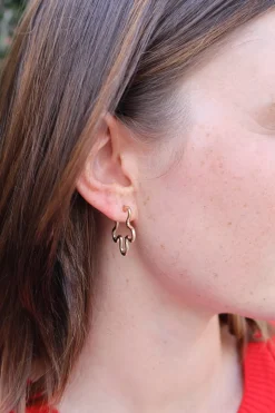 Asymmetrical Flower Hoop Earrings