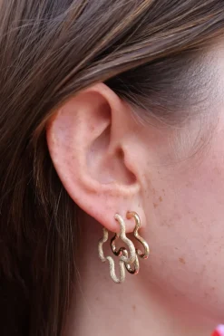 Asymmetrical Flower Hoop Earrings