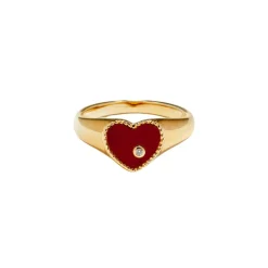 Baby Chevalier Red Agate Heart Pinky Ring