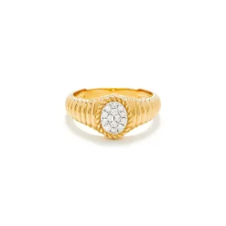 Baby Oval Diamond Chevaliere Ring