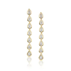 Bezel Set Pear Drop Earrings