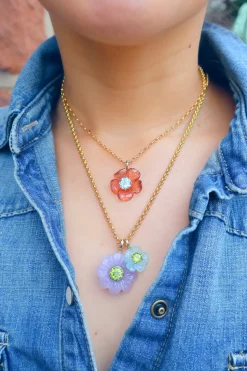 Big Island Tourmaline & Aquamarine Flower Pendant