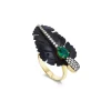 Black Carved Feather Ring