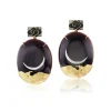 Black Lacquer East to West Moon Earrings