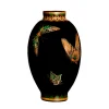Black Marquetry Vase with Butterfly Pattern