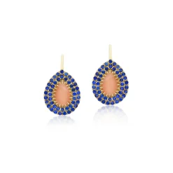 Blue Sapphire & Coral Drop Earrings