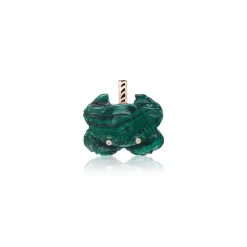 Carved Malachite Crab Pendant