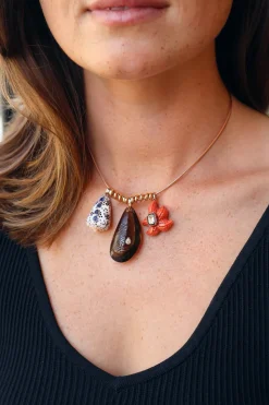 Carved Smokey Quartz Mussel Shell Pendant