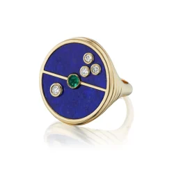 Compass Signet Ring- Lapis & Emerald