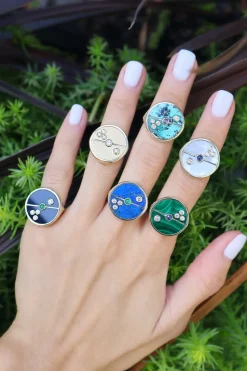 Compass Signet Ring- Lapis & Emerald