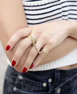 Connected Double Band Diamond Ring