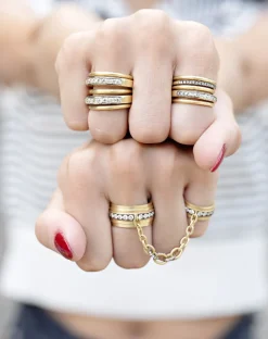 Connected Double Band Diamond Ring