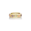 Coral, Amethyst and Diamond Gypsy Ring