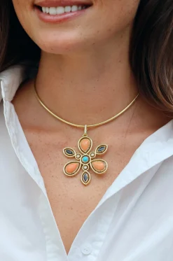 Coral Celtic Flower Pendant