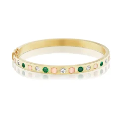 Coral, Emerald & Diamond Gypsy Bangle