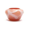 Coral Low Vase with White Strokes