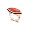 Coral Marquis Ring with Black Enamel