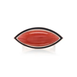 Coral Marquis Ring with Black Enamel