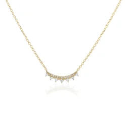 Curved Diamond Bar Necklace with Diamond Tips