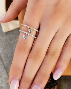 Dangly Diamond Half Band Ring