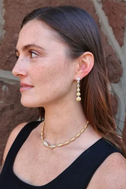 Diamond and Gold Drop Earrings