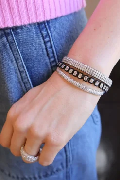 Diamond & Black Agate Tennis Bracelet