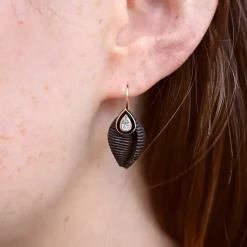 Diamond & Ebony Cowry Earrings