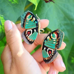 Diamond & Emerald Butterfly Earrings