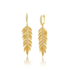 Diamond Folha Drop Earrings
