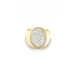 Diamond Oval Chevaliere Ring