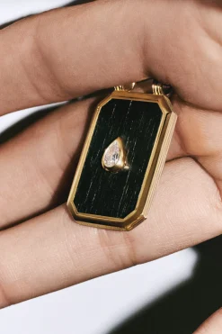 Ebony Scapular with Pear Diamond
