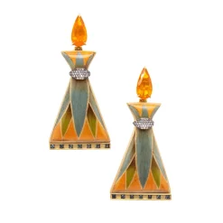 Egypt Fire Opal Marquetry Earrings