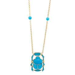 Egyptian Scarab Necklace with Turquoise