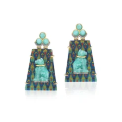 Egypt Marquetry & Ammonite Bastet Earrings