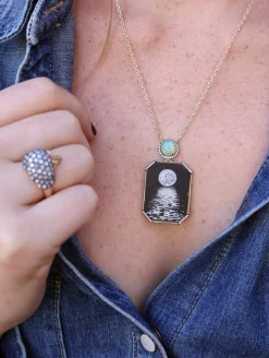Egypt Moon Reflection Miniature Painting Necklace