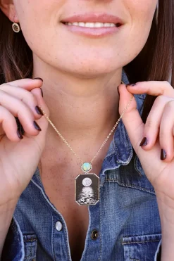 Egypt Moon Reflection Miniature Painting Necklace
