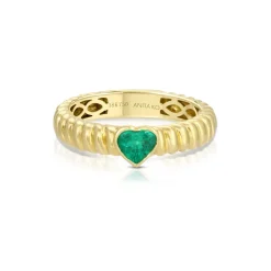 Emerald Heart Thin Zoe Ring