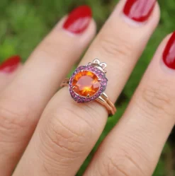 Fire Opal LadyBug Ring