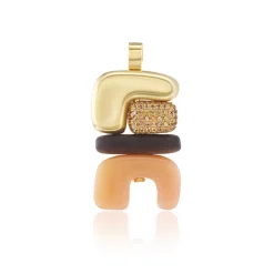 Fire Totem Pendant with Brown Diamonds