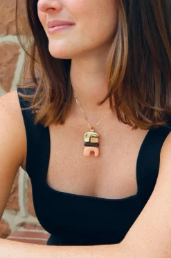 Fire Totem Pendant with Brown Diamonds