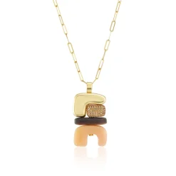 Fire Totem Pendant with Brown Diamonds