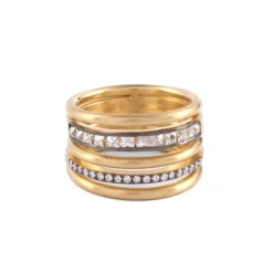 French Cut & Round Diamond Spiral Ring