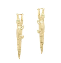Gold Alligator Bite Earring & Pendant