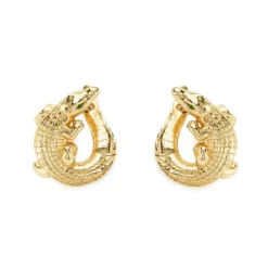 Gold Alligator Twist Earrings