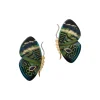 Green & Teal Marquetry Butterfly Earrings with Kyanite