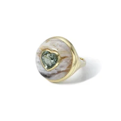 Green Tourmaline & Agate Lollipop Ring