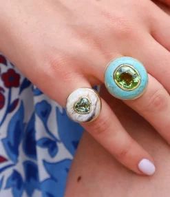 Green Tourmaline & Agate Lollipop Ring