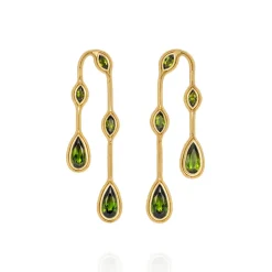 Green Tourmaline Fluid Doubled Earrings